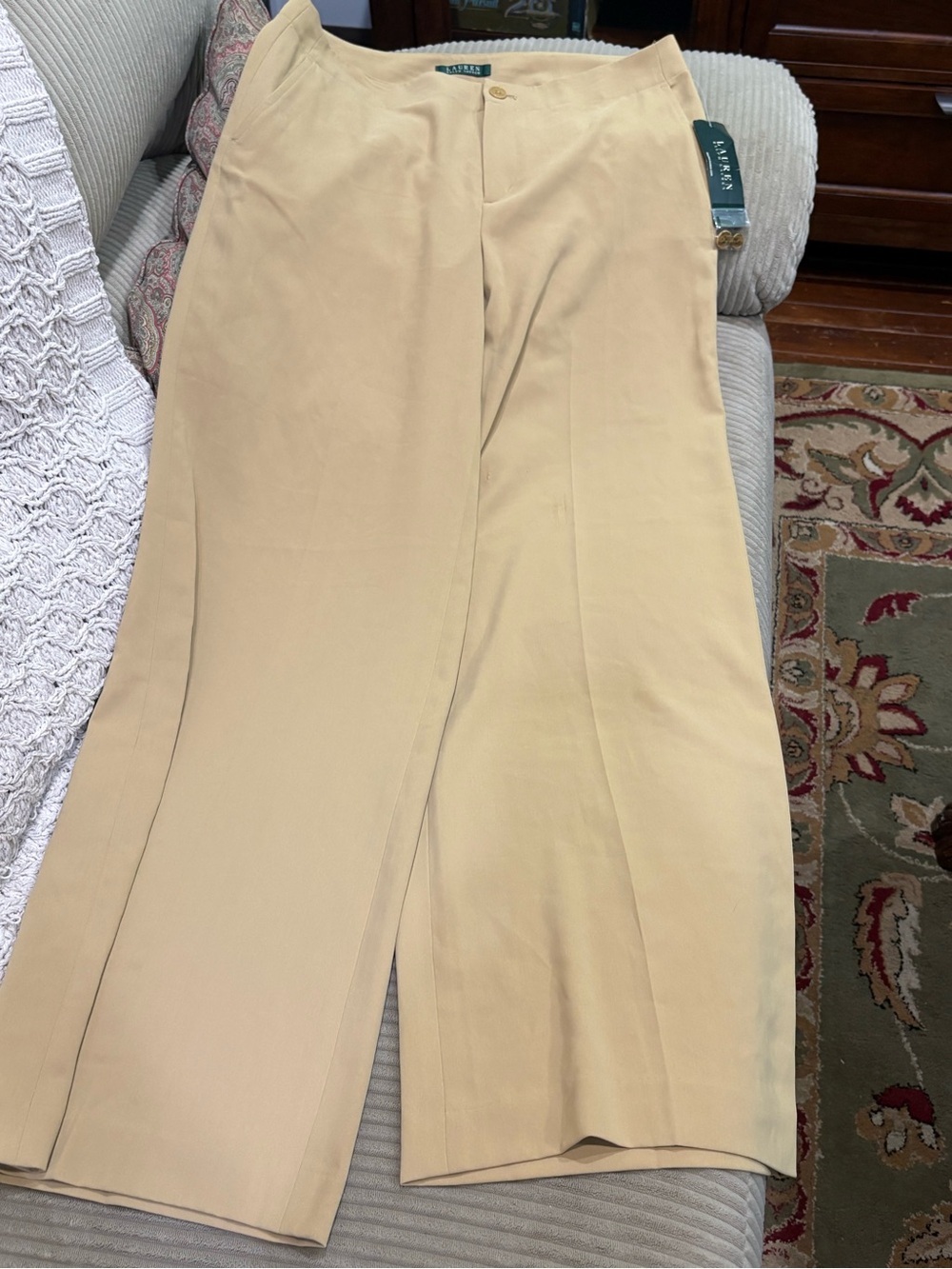 NWT LAUREN RALPH LAUREN Ladies Wide Leg Khaki Dress Pants 12